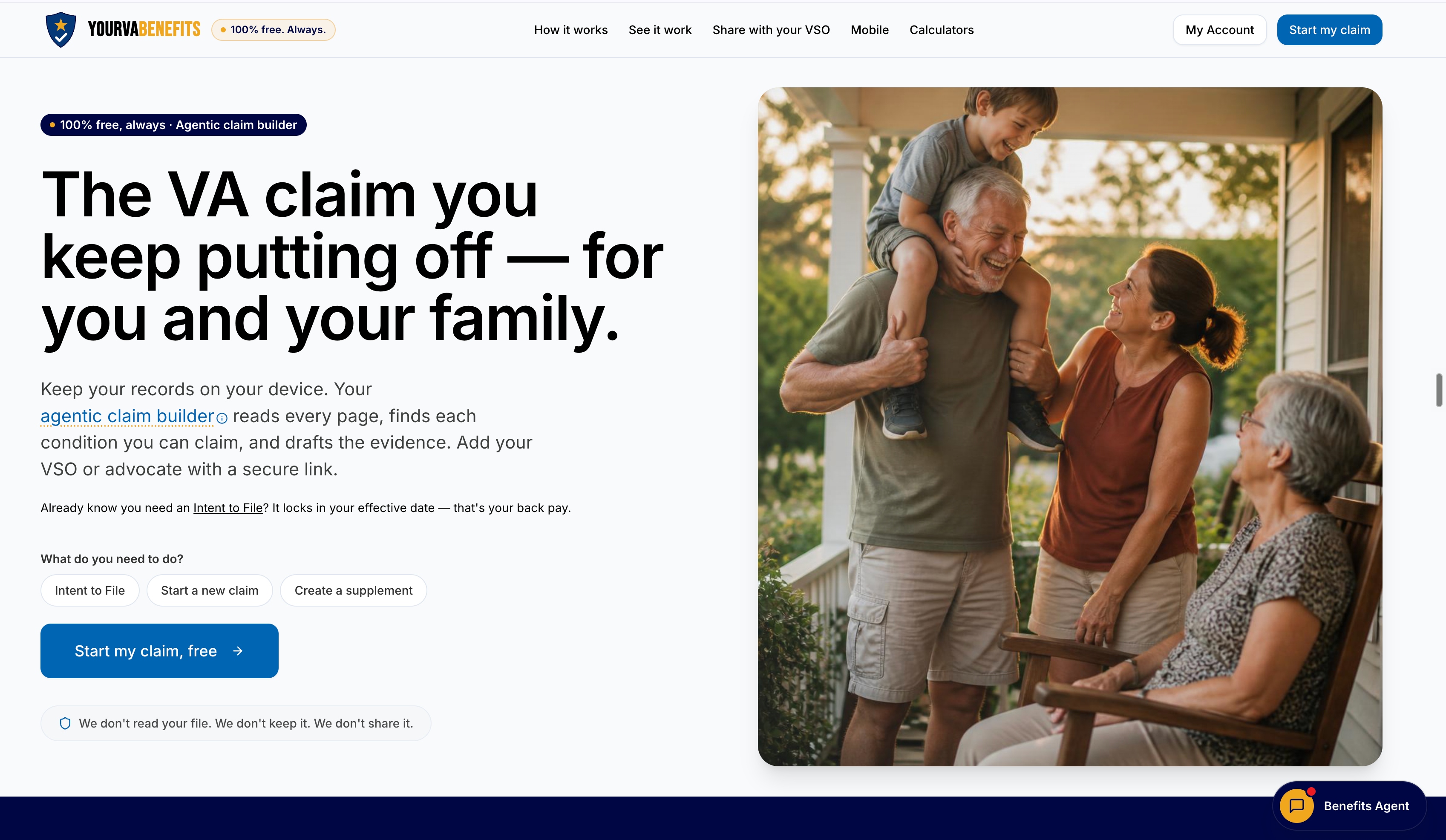 YourVABenefits platform interface